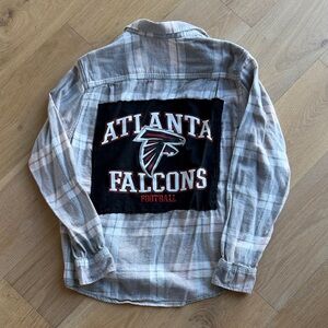 Atlanta Falcons Grey Bleached Plaid Flannel Shirt